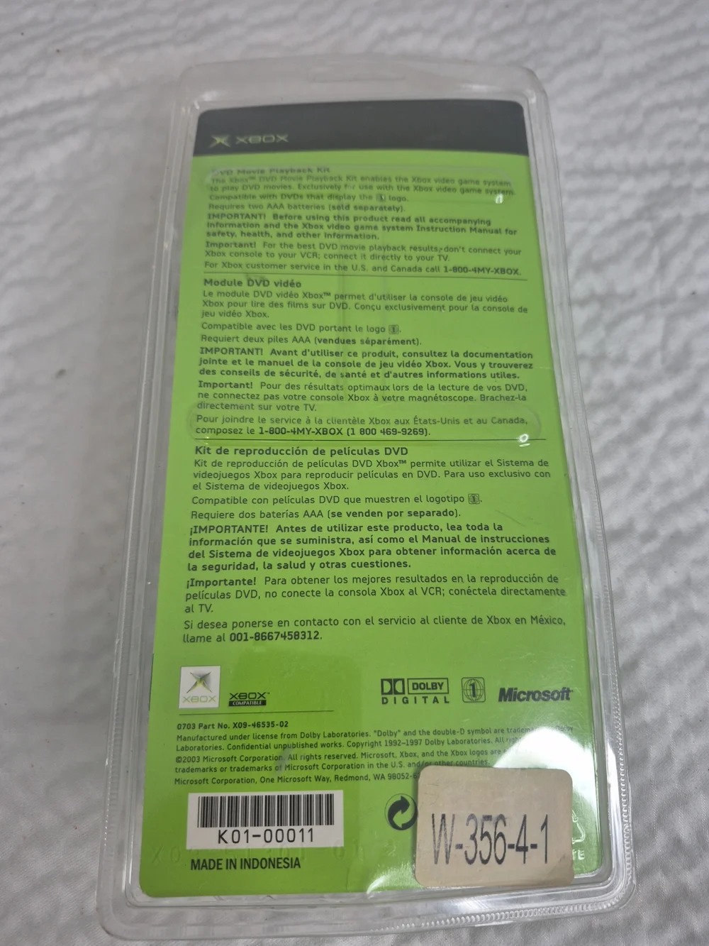 Xbox DVD Movie Playback Kit For Xbox Original Black Brand New